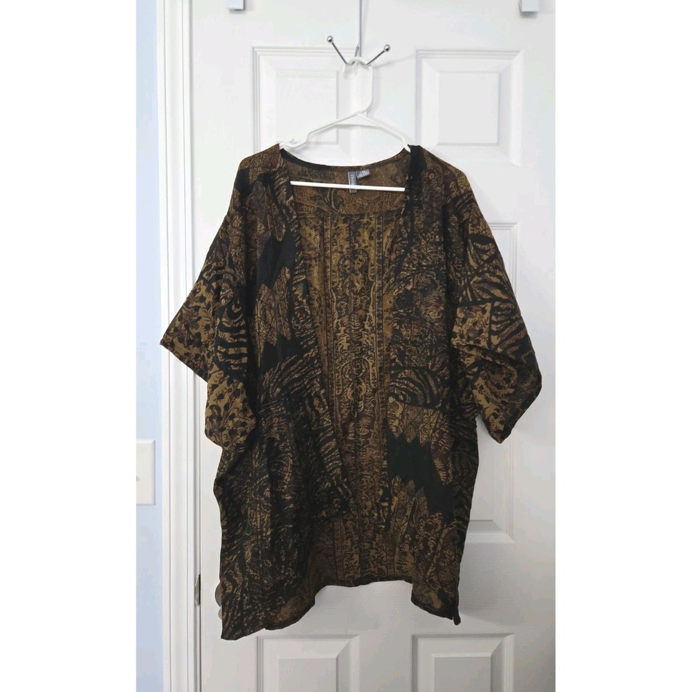 Anu Womans Coverup 100% Wool Black & Brown Size Large